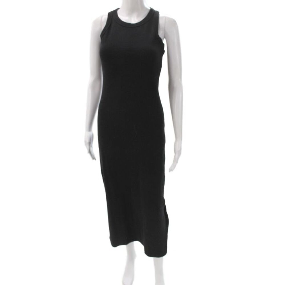 Mable Women Bodycon Sleeveless Crew Neck Long Black Dress Size S